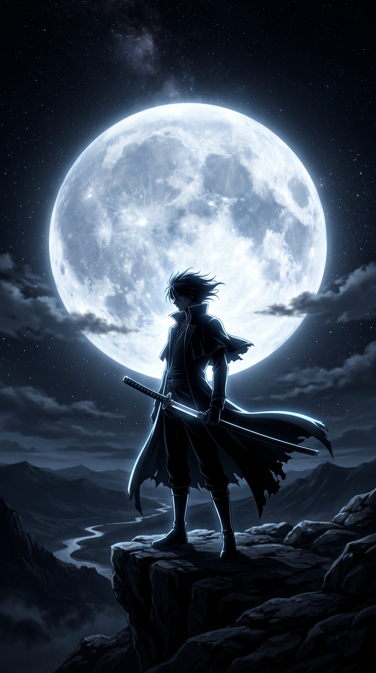 Swordsman Beneath Luminous Moon